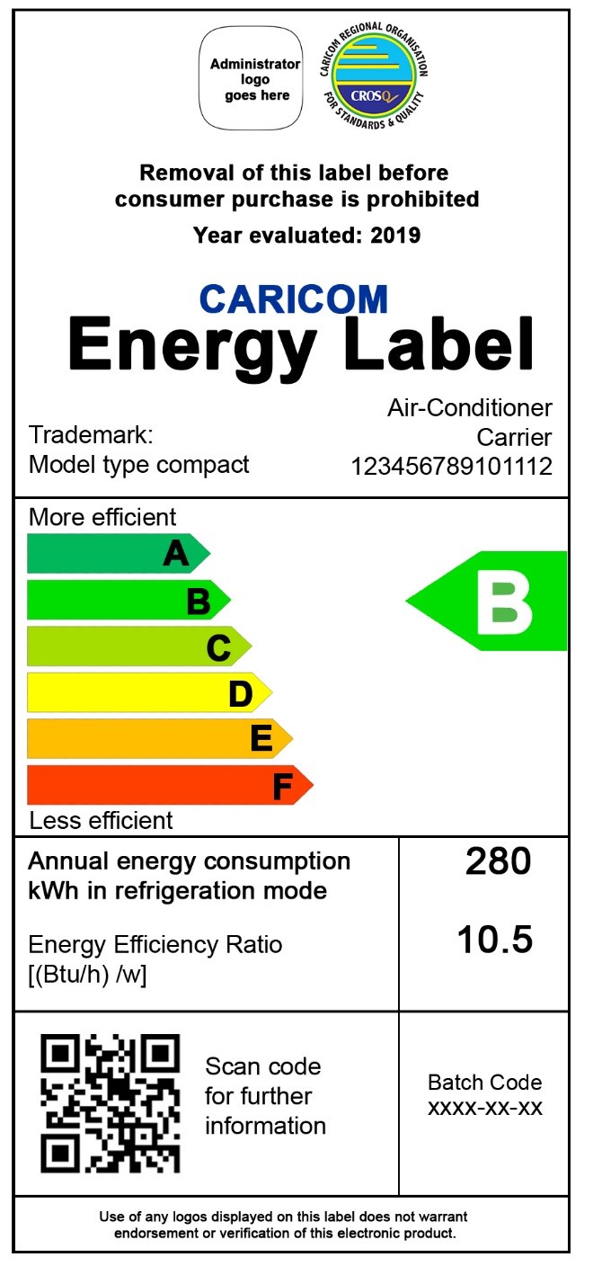 Sample of the energy efficiency label for refrigerating appliances