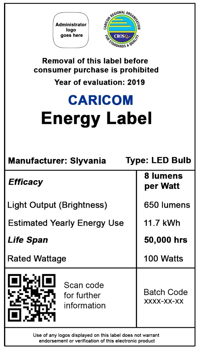 Sample of the energy efficiency label for lights